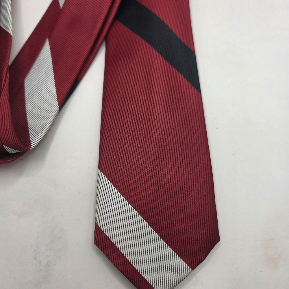 RARE Vintage 60's Dacron Dividend 350 Tie Red Silver Black Striped 2x50